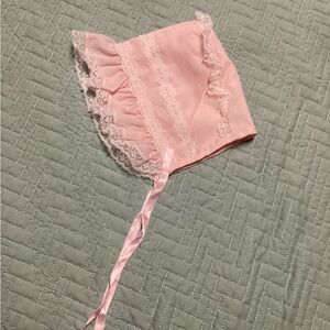 Beautiful Vintage Baby Pink Girls USA Made 6-9 Months Bonnet Hat